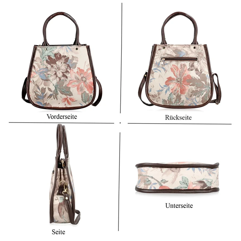 2er Set - Handtasche und Geldbörse, Baumwolle, Mehrfarbige Floral