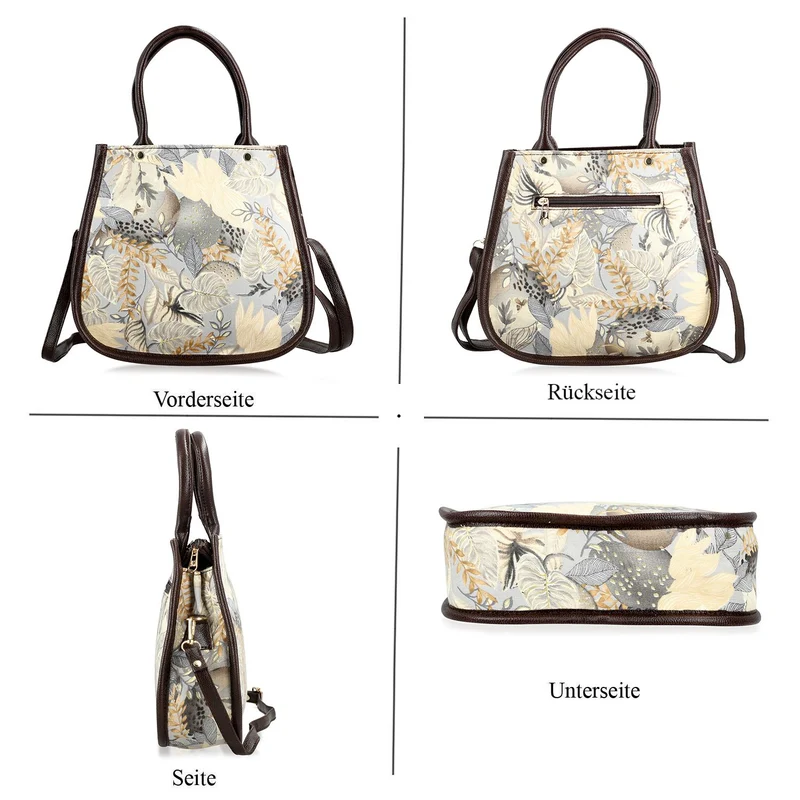 2er Set - Handtasche und Geldbörse, Baumwolle, Mehrfarbige Floral