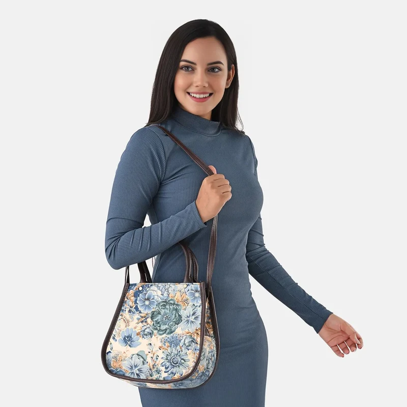 2er Set - Handtasche und Geldbörse, Baumwolle, Mehrfarbige Floral