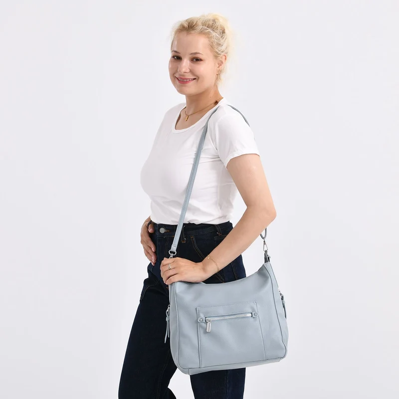 Crossbody-Tasche mit mehreren Reißverschlusstaschen, 31x13x28 cm, Khaki