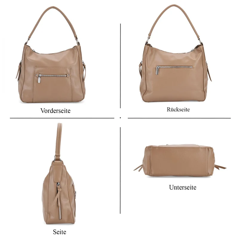 Crossbody-Tasche mit mehreren Reißverschlusstaschen, 31x13x28 cm, Khaki