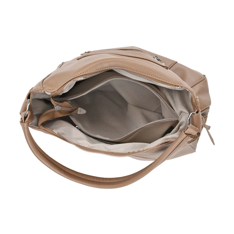 Crossbody-Tasche mit mehreren Reißverschlusstaschen, 31x13x28 cm, Khaki