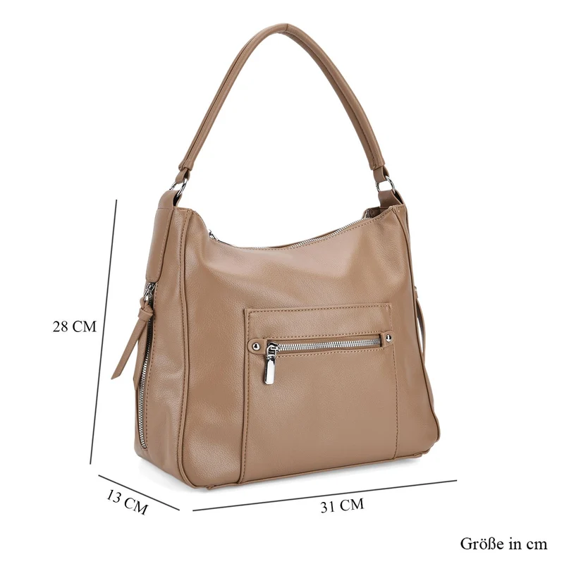 Crossbody-Tasche mit mehreren Reißverschlusstaschen, 31x13x28 cm, Khaki