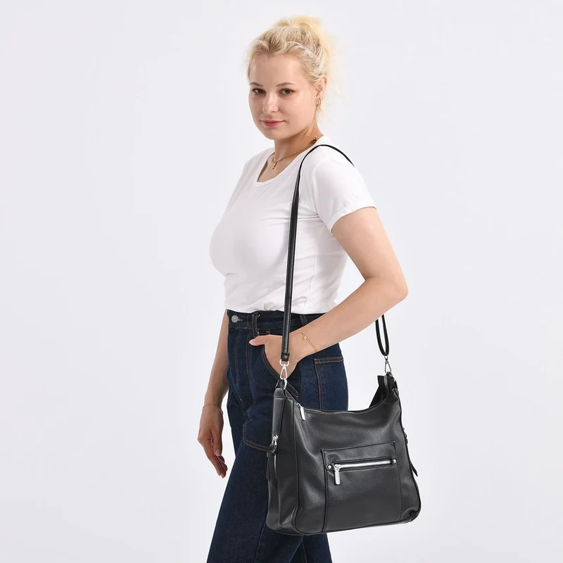 Crossbody-Tasche mit mehreren Reißverschlusstaschen, 31x13x28 cm, Khaki
