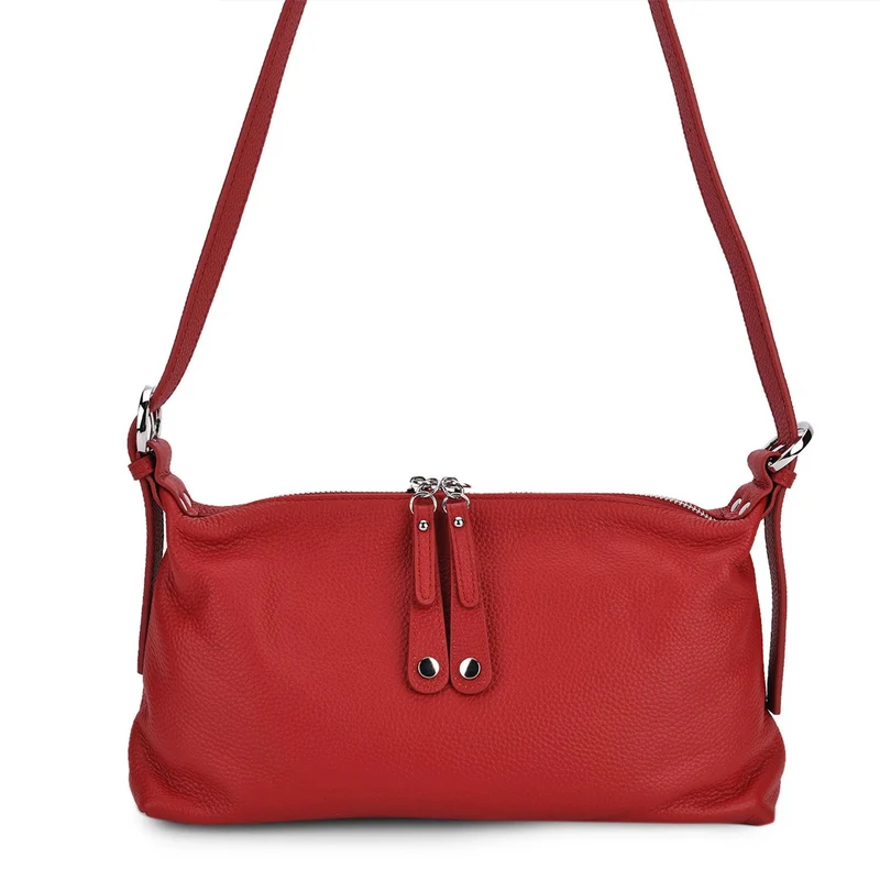 Crossbody-Bag aus Echtleder im Soft-Design, 30x8x16 cm, Schwarz