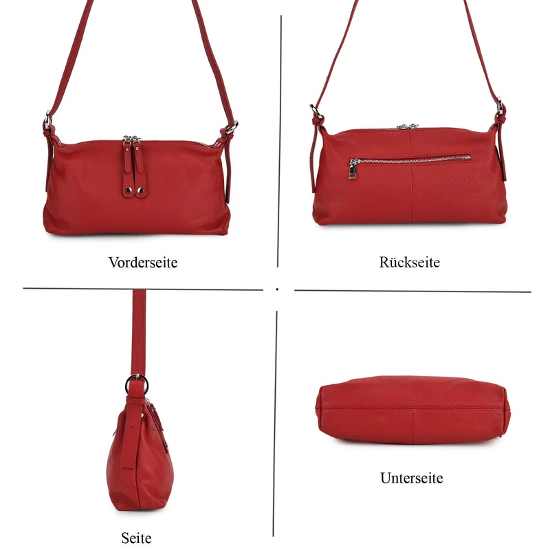 Crossbody-Bag aus Echtleder im Soft-Design, 30x8x16 cm, Schwarz