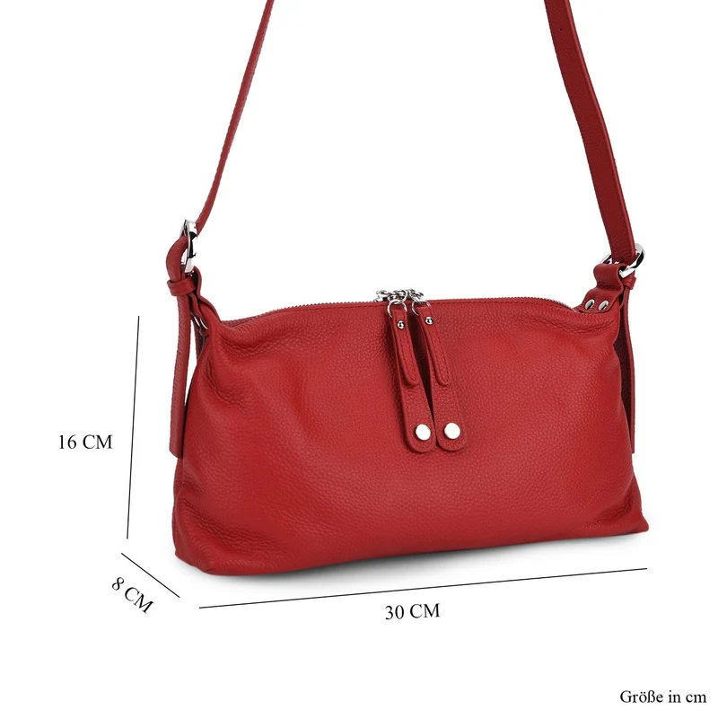Crossbody-Bag aus Echtleder im Soft-Design, 30x8x16 cm, Schwarz