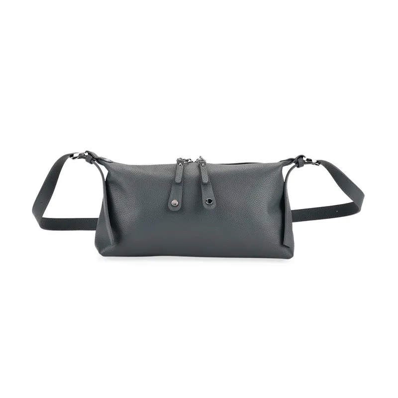 Crossbody-Bag aus Echtleder im Soft-Design, 30x8x16 cm, Schwarz