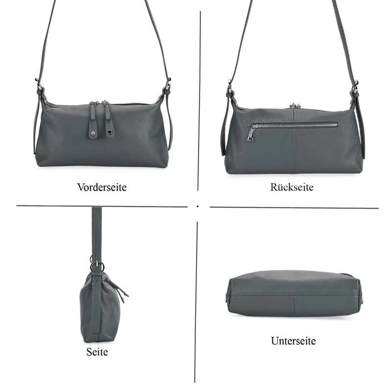 Crossbody-Bag aus Echtleder im Soft-Design, 30x8x16 cm, Schwarz