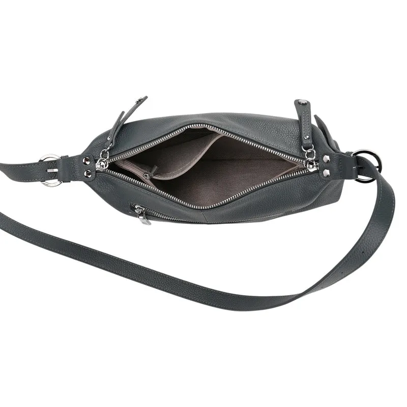 Crossbody-Bag aus Echtleder im Soft-Design, 30x8x16 cm, Schwarz
