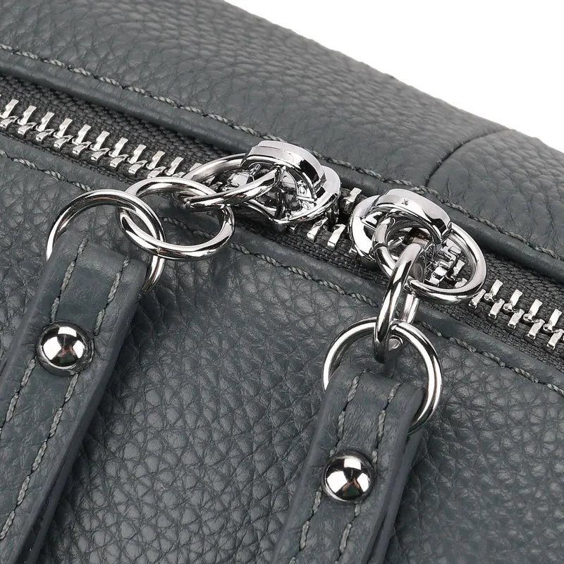 Crossbody-Bag aus Echtleder im Soft-Design, 30x8x16 cm, Schwarz