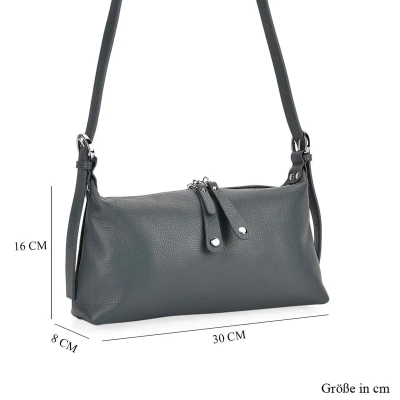 Crossbody-Bag aus Echtleder im Soft-Design, 30x8x16 cm, Schwarz