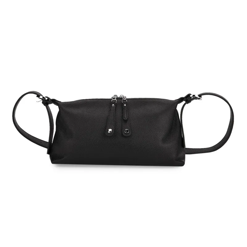 Crossbody-Bag aus Echtleder im Soft-Design, 30x8x16 cm, Schwarz