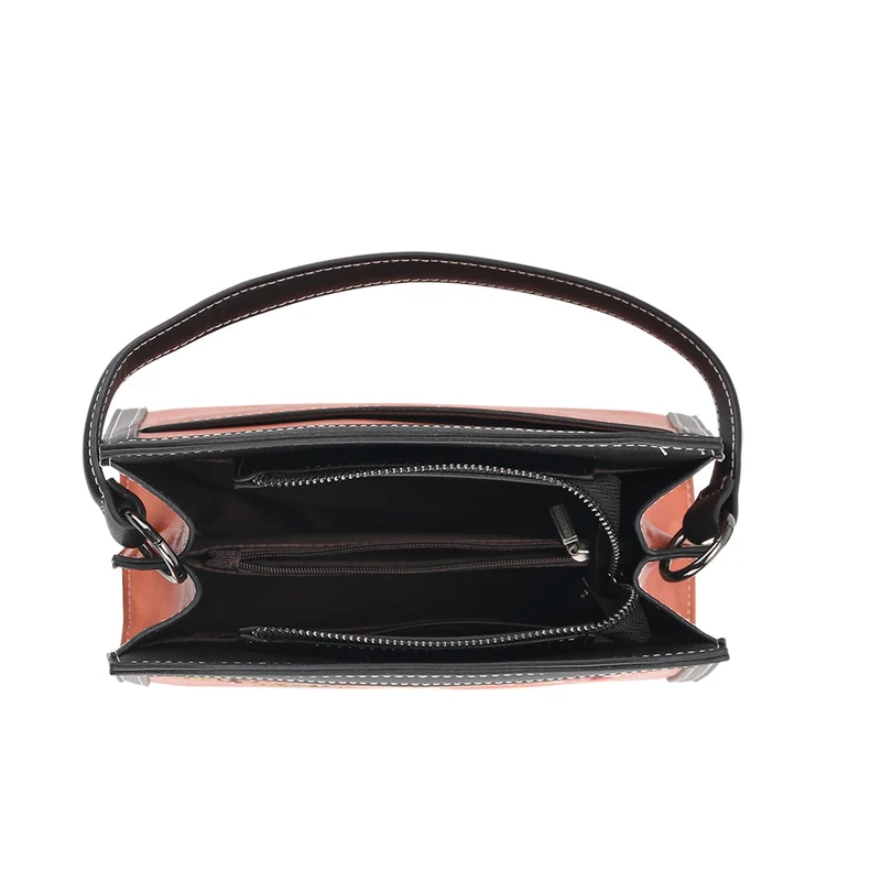 Bestickte Crossbody Tasche, Kunstleder, Rentier Design, 25 x 11 x 21 cm, Anthrazit