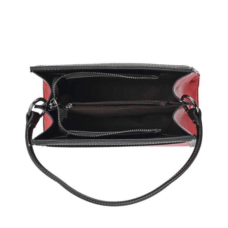 Bestickte Crossbody Tasche, Kunstleder, Rentier Design, 25 x 11 x 21 cm, Anthrazit