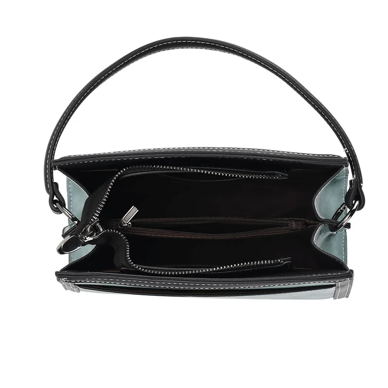 Bestickte Crossbody Tasche, Kunstleder, Rentier Design, 25 x 11 x 21 cm, Anthrazit