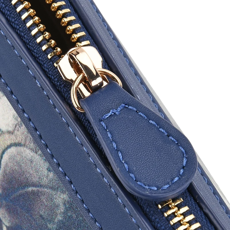 LA MAREY Signature - Seiden-Brokat-Crossbody-Bag, 24x6x14 cm, Blau Weiß
