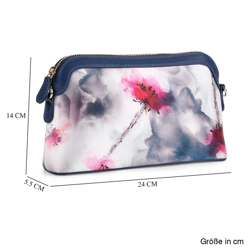 LA MAREY Signature - Seiden-Brokat-Crossbody-Bag, 24x6x14 cm, Blau Weiß