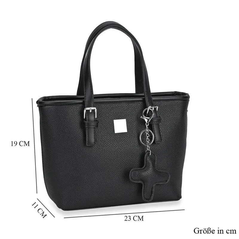 Crossbody Bag - Stilvoll und vielseitig mit großzügigem Stauraum und Designer-Anhänger in Kreuzform, 23x11x19 cm, Schwarz