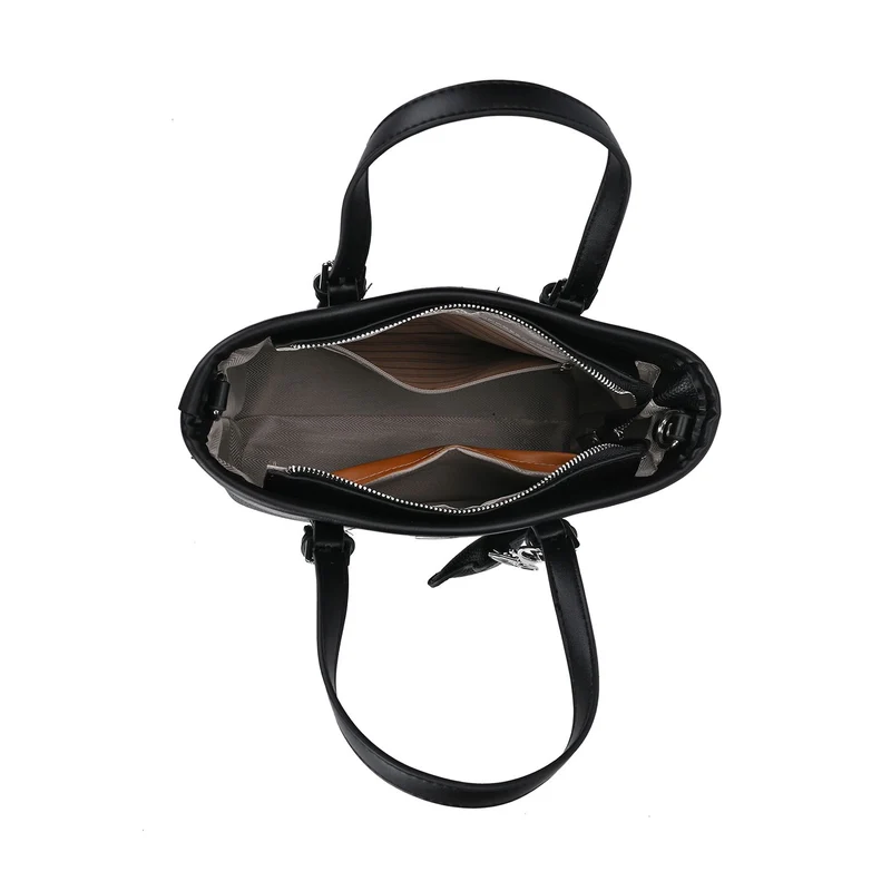 Crossbody Bag - Stilvoll und vielseitig mit großzügigem Stauraum und Designer-Anhänger in Kreuzform, 23x11x19 cm, Schwarz