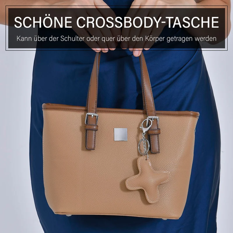 Crossbody Bag - Stilvoll und vielseitig mit großzügigem Stauraum und Designer-Anhänger in Kreuzform, 23x11x19 cm, Schwarz