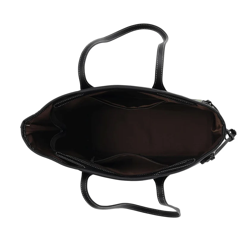 Bestickter Shopper, Kunstleder, Blumen Design, 46 x 15 x 28 cm, Rot