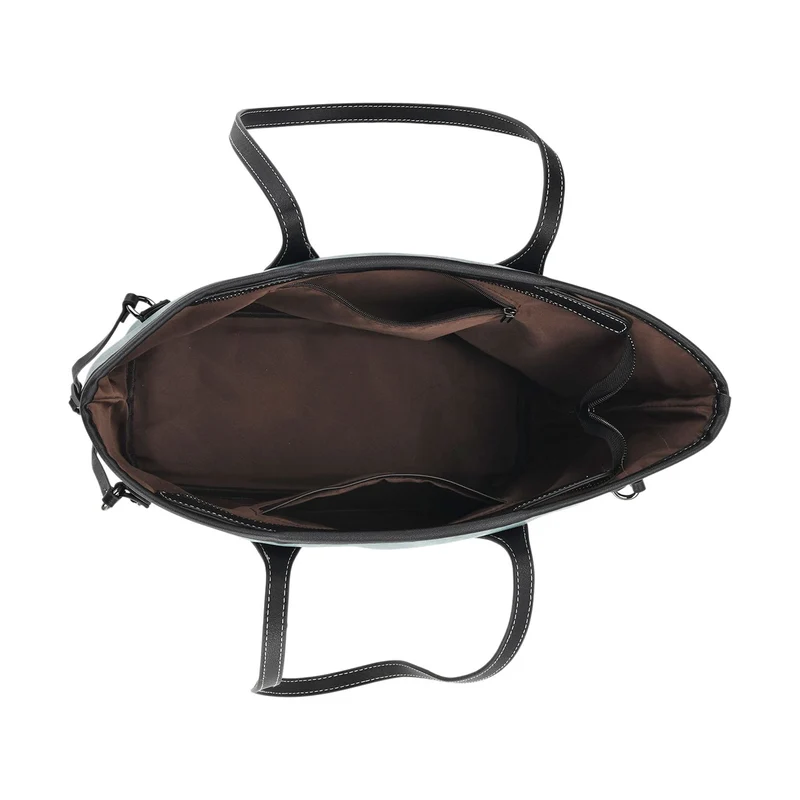 Bestickter Shopper, Kunstleder, Blumen Design, 46 x 15 x 28 cm, Rot