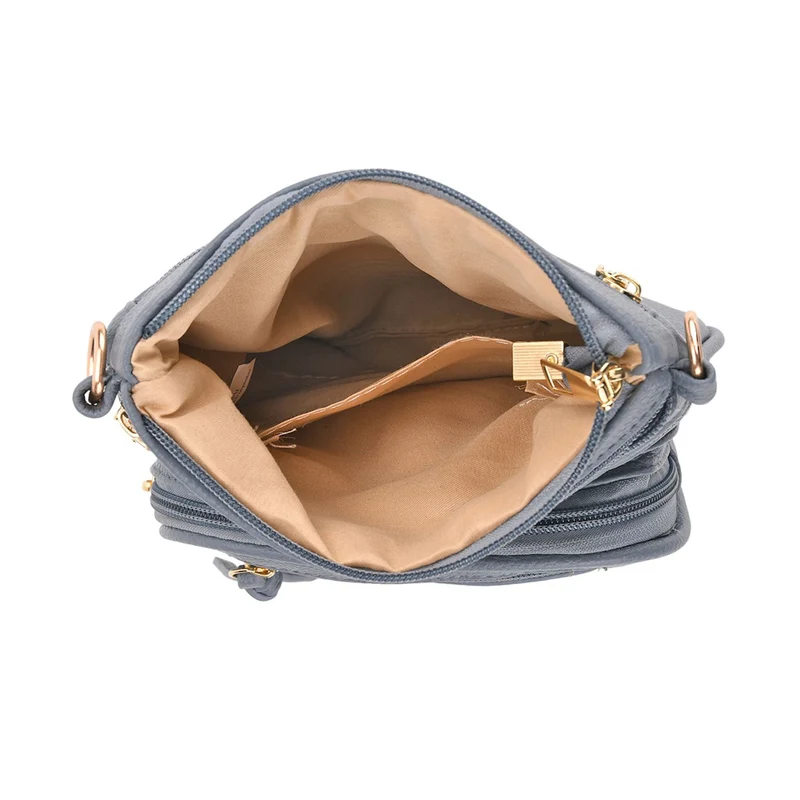Crossbody-Tasche mit mehreren Fächern, 19x22?cm, Rot-Grau mit gemustertem Schultergurt, rot