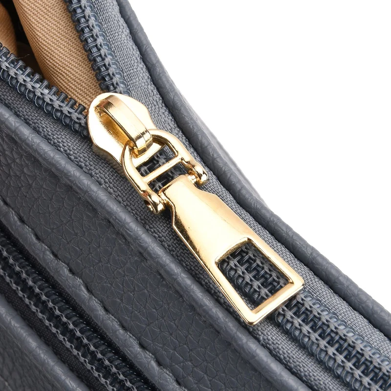 Crossbody-Tasche mit mehreren Fächern, 19x22?cm, Rot-Grau mit gemustertem Schultergurt, rot