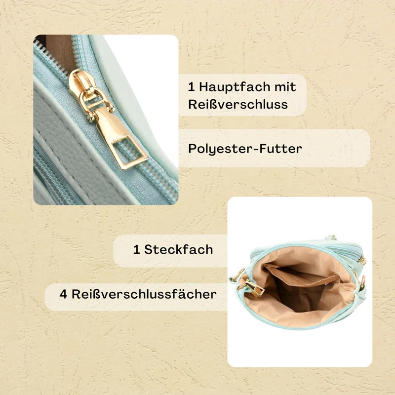 Crossbody-Tasche mit mehreren Fächern, 19x22?cm, Rot-Grau mit gemustertem Schultergurt, rot