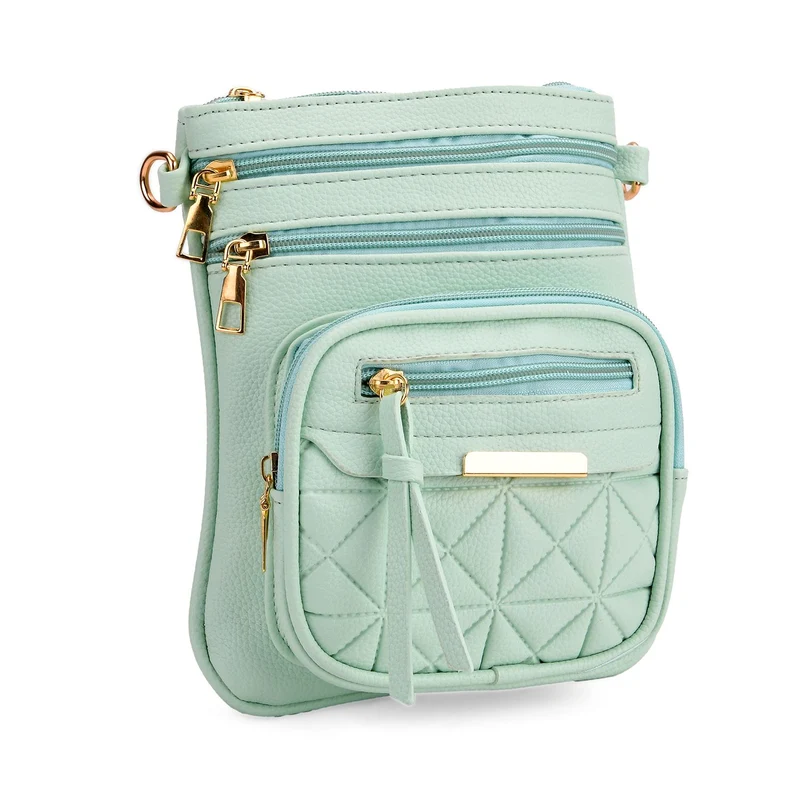 Crossbody-Tasche mit mehreren Fächern, 19x22?cm, Rot-Grau mit gemustertem Schultergurt, rot