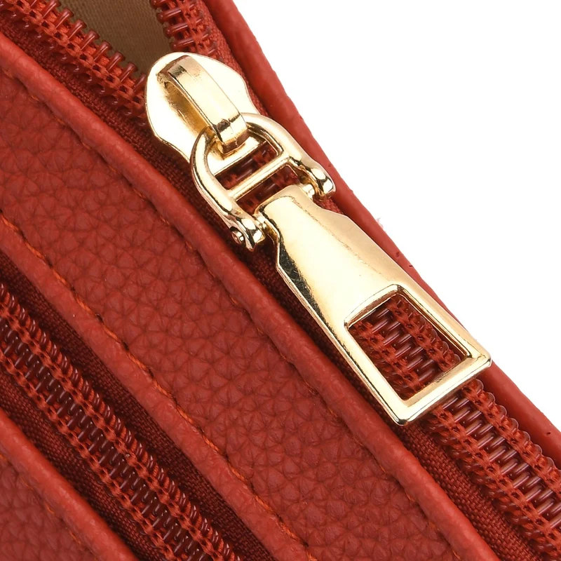 Crossbody-Tasche mit mehreren Fächern, 19x22?cm, Rot-Grau mit gemustertem Schultergurt, rot