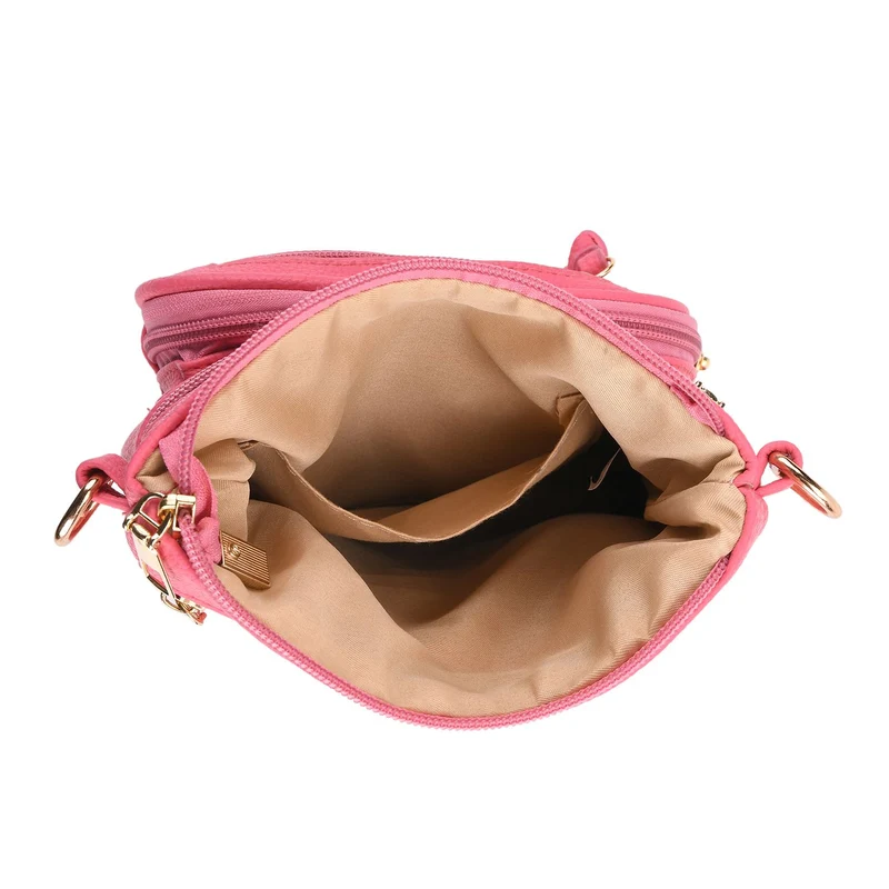 Crossbody-Tasche mit mehreren Fächern, 19x22?cm, Rot-Grau mit gemustertem Schultergurt, rot