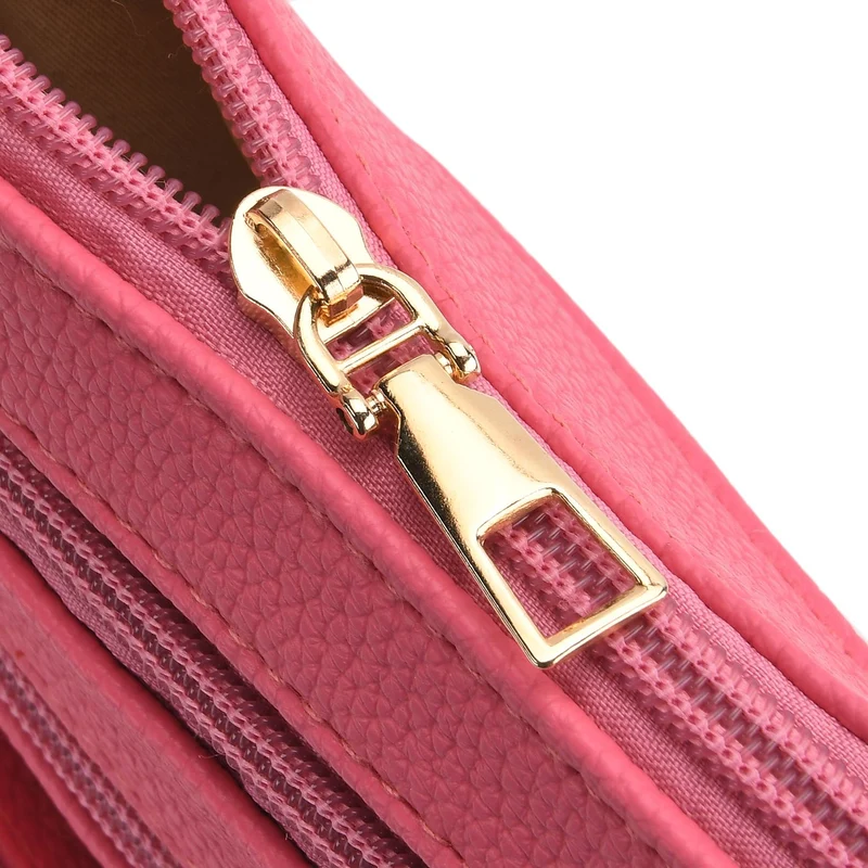Crossbody-Tasche mit mehreren Fächern, 19x22?cm, Rot-Grau mit gemustertem Schultergurt, rot