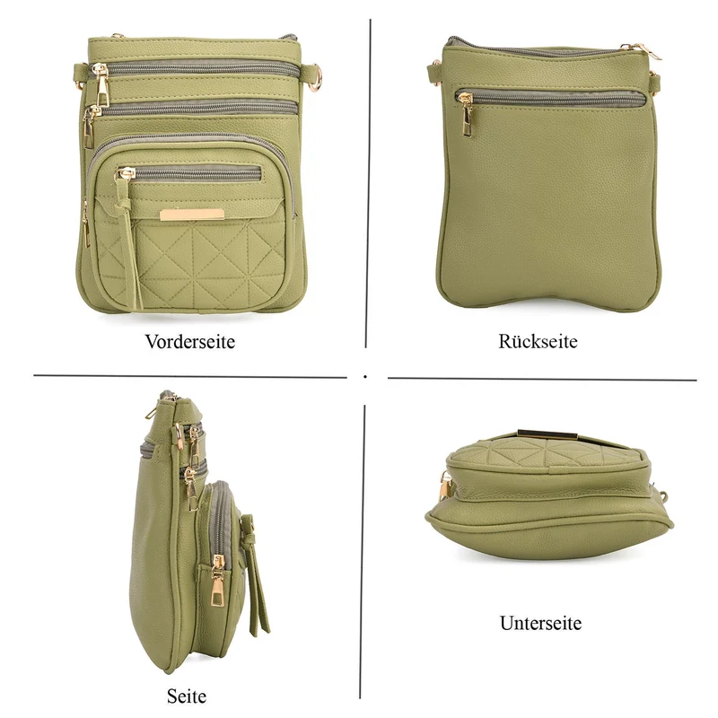 Crossbody-Tasche mit mehreren Fächern, 19x22?cm, Rot-Grau mit gemustertem Schultergurt, rot