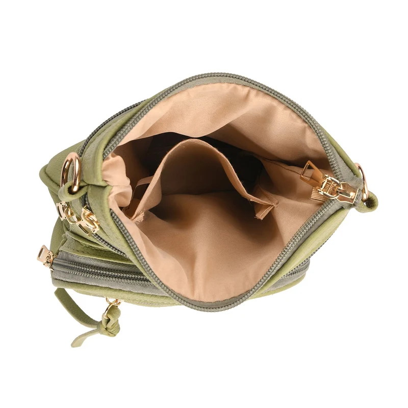 Crossbody-Tasche mit mehreren Fächern, 19x22?cm, Rot-Grau mit gemustertem Schultergurt, rot
