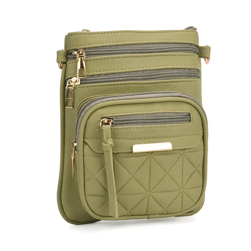 Crossbody-Tasche mit mehreren Fächern, 19x22?cm, Rot-Grau mit gemustertem Schultergurt, rot