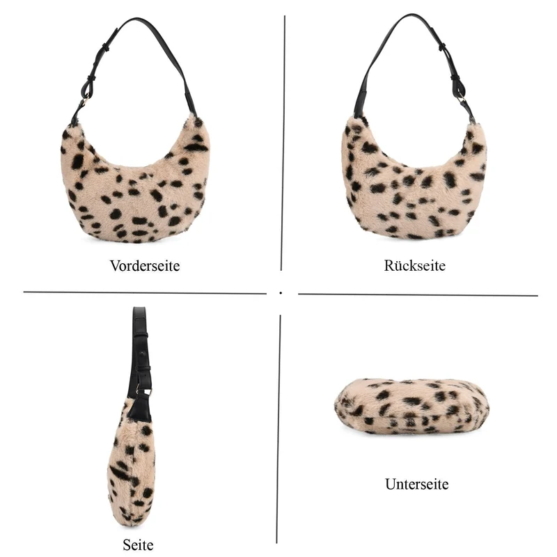 Leopardenmuster-Hobo-Tasche, 30x20 cm, Beige-Coffee