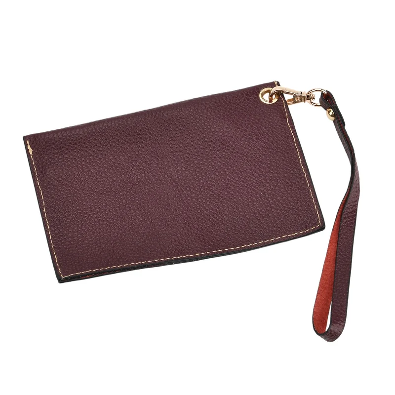 2er-Set Echtleder-Shopper, stilvolle Handtaschen mit passendem Reißverschluss-Etui, Bordeaux