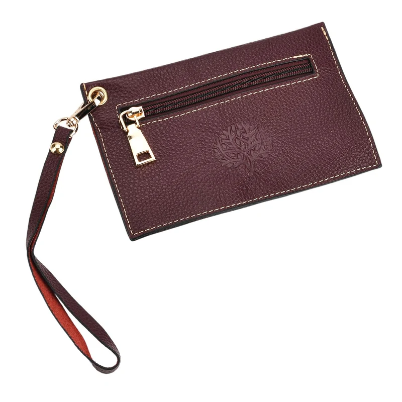 2er-Set Echtleder-Shopper, stilvolle Handtaschen mit passendem Reißverschluss-Etui, Bordeaux