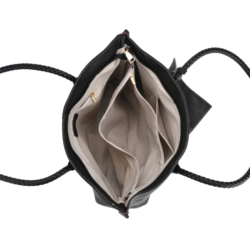 2er-Set Echtleder-Shopper, stilvolle Handtaschen mit passendem Reißverschluss-Etui, Bordeaux