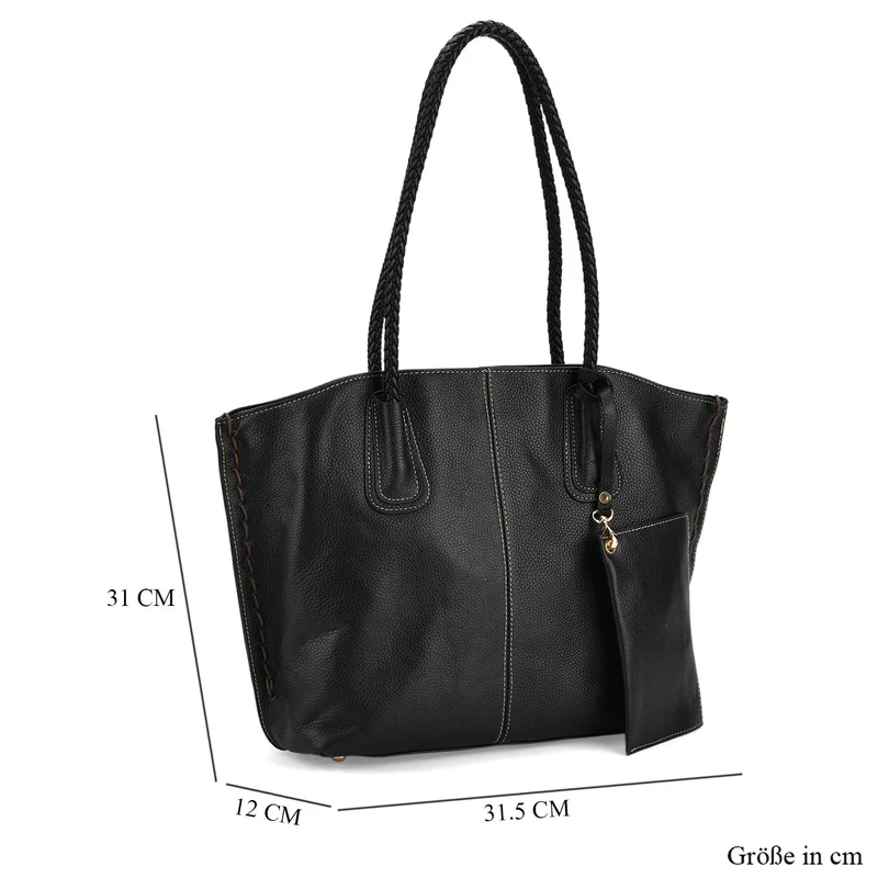 2er-Set Echtleder-Shopper, stilvolle Handtaschen mit passendem Reißverschluss-Etui, Bordeaux
