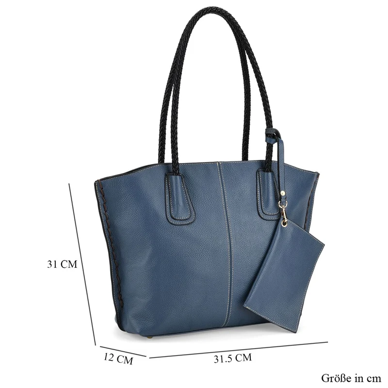 2er-Set Echtleder-Shopper, stilvolle Handtaschen mit passendem Reißverschluss-Etui, Bordeaux
