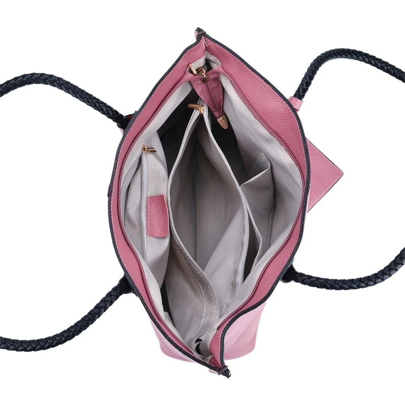 2er-Set Echtleder-Shopper, stilvolle Handtaschen mit passendem Reißverschluss-Etui, Bordeaux