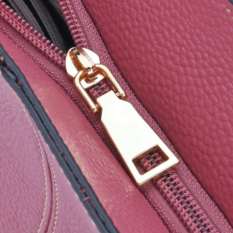 2er-Set Echtleder-Shopper, stilvolle Handtaschen mit passendem Reißverschluss-Etui, Bordeaux