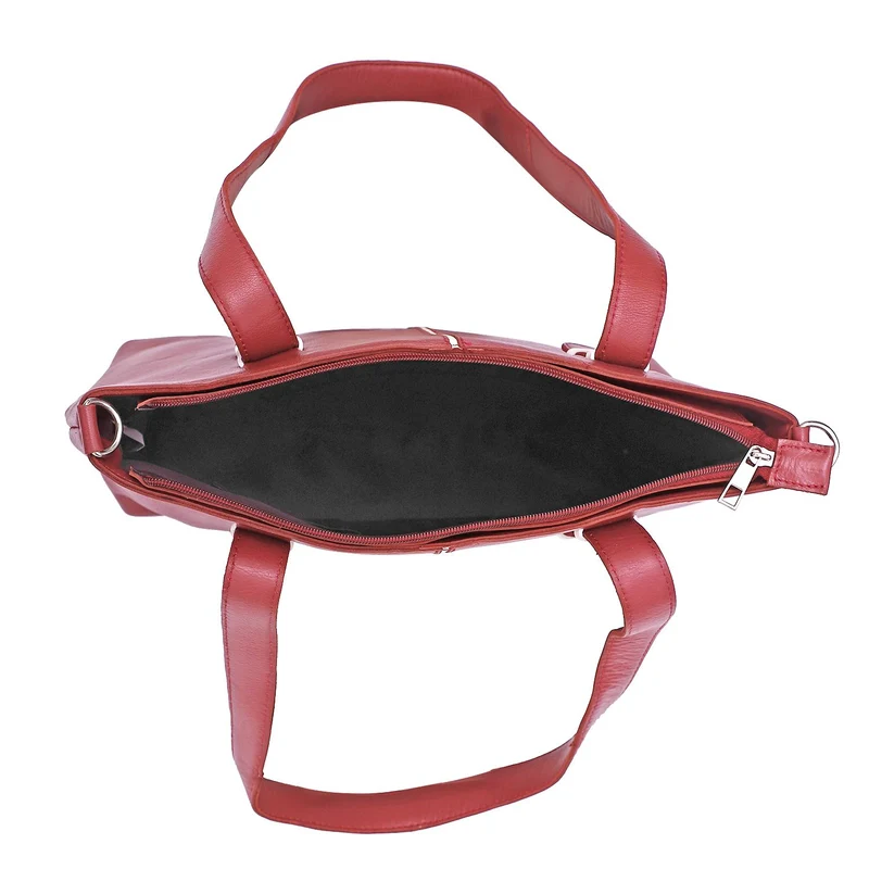 Elegante Echtleder Umhängetasche mit Krokoprägung, 33 x 10 x 27 cm, Burgunder