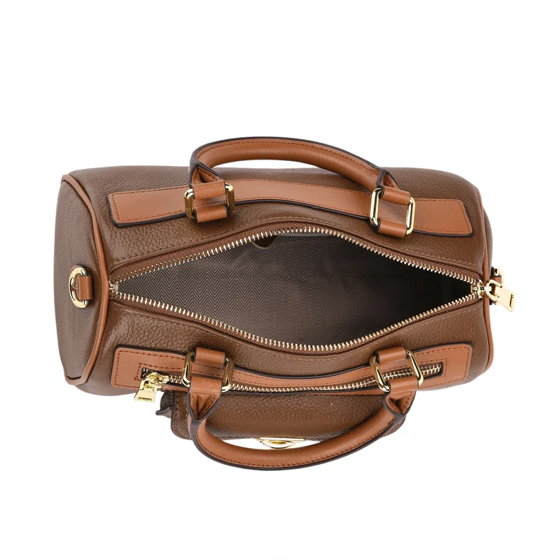 Echtleder-Duffle-Crossbody-Bag im Klassik-Design, 25,5x13x13,5 cm, Schwarz
