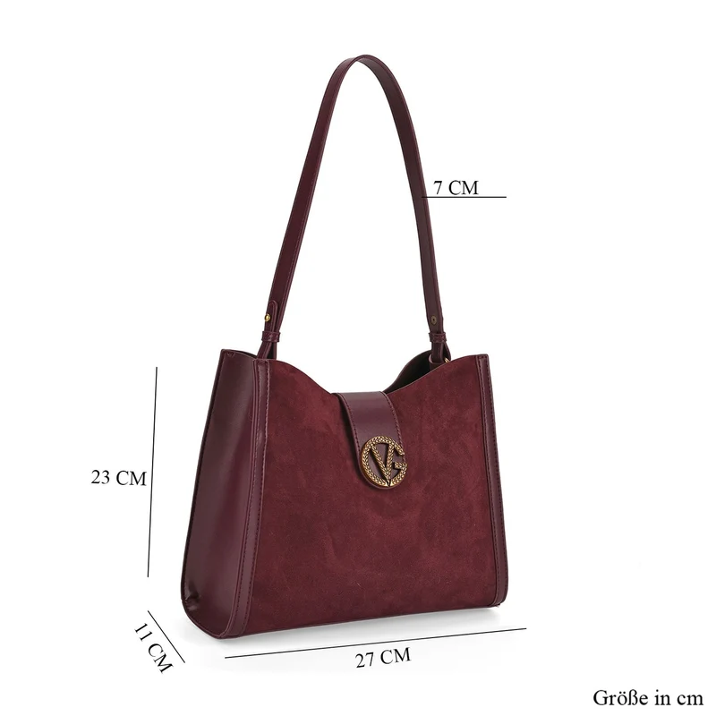 Echtleder-Trapez-Umhängetasche im modernen Designer-Stil mit Doppelriemen und Magnetverschluss, 27x11x23 cm, Schokoladenbraun