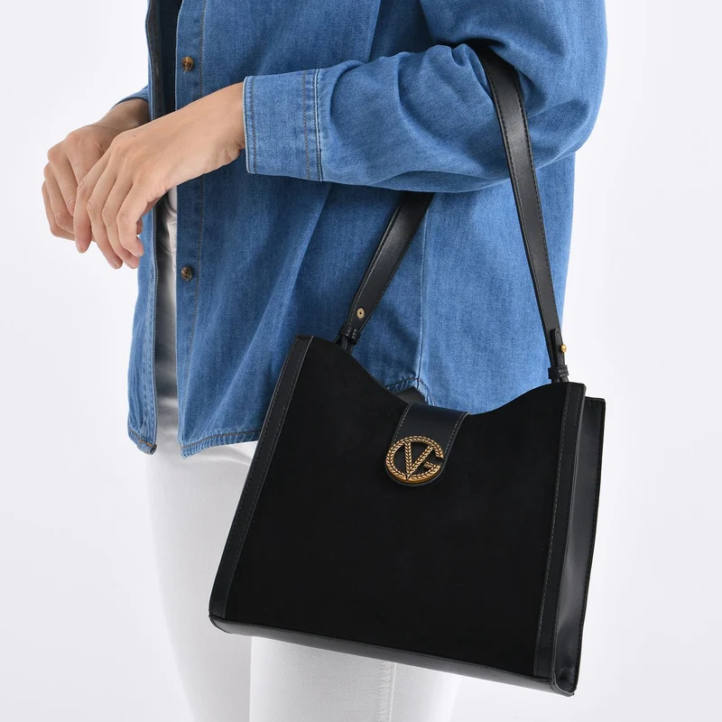 Echtleder-Trapez-Umhängetasche im modernen Designer-Stil mit Doppelriemen und Magnetverschluss, 27x11x23 cm, Schokoladenbraun