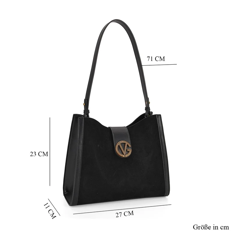 Echtleder-Trapez-Umhängetasche im modernen Designer-Stil mit Doppelriemen und Magnetverschluss, 27x11x23 cm, Schokoladenbraun